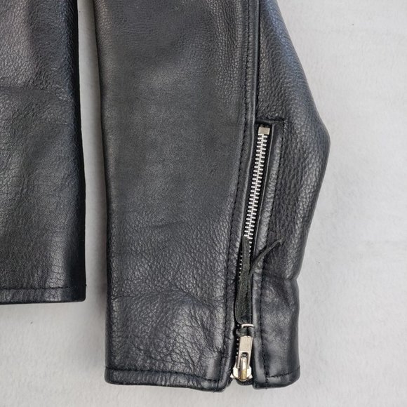 Vintage Wilson Black Leather Motorcycle Jacket Open Road Mens Medium - Picture 4 of 16